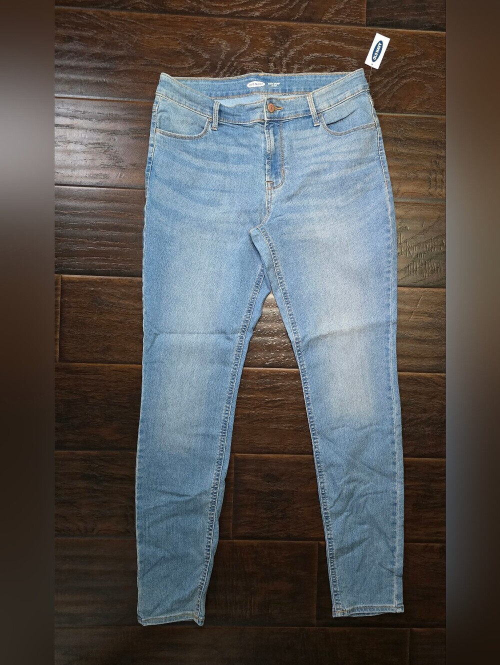 NWT Old Navy Womens Super Skinny Mid-Rise Light Blue Denim Jeans 10 Long